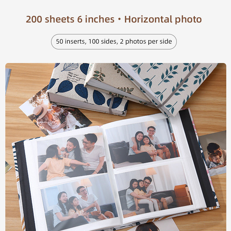 6 Inch 200 Pockets Cloth Photo Album with Rope - Creative Family Couple Studio