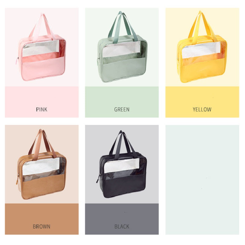Clear Makeup Bag With Handle PVC Toiletry Organizer Carry Pouch
