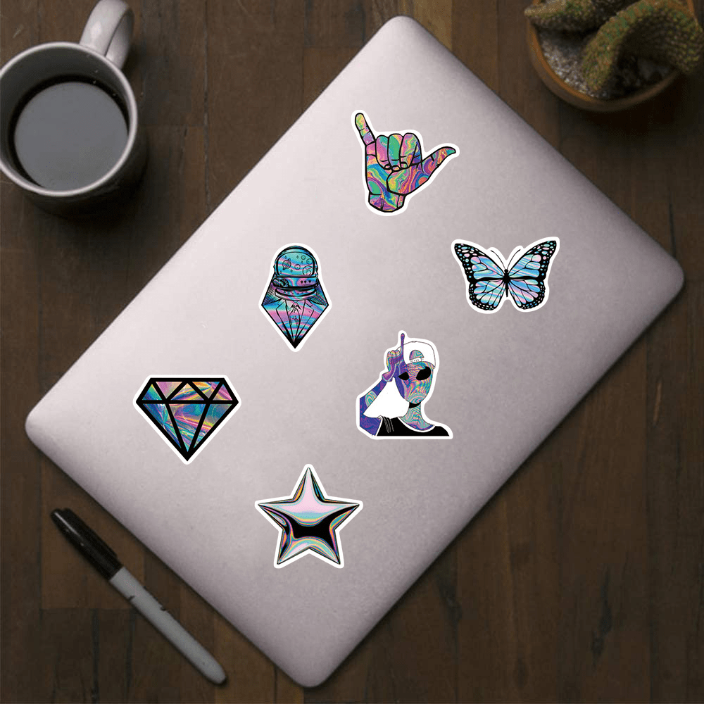 500pcs Holographic Laser Stickers Cartoon Waterproof Sticker