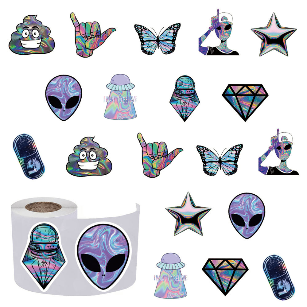 500pcs Holographic Laser Stickers Cartoon Waterproof Sticker