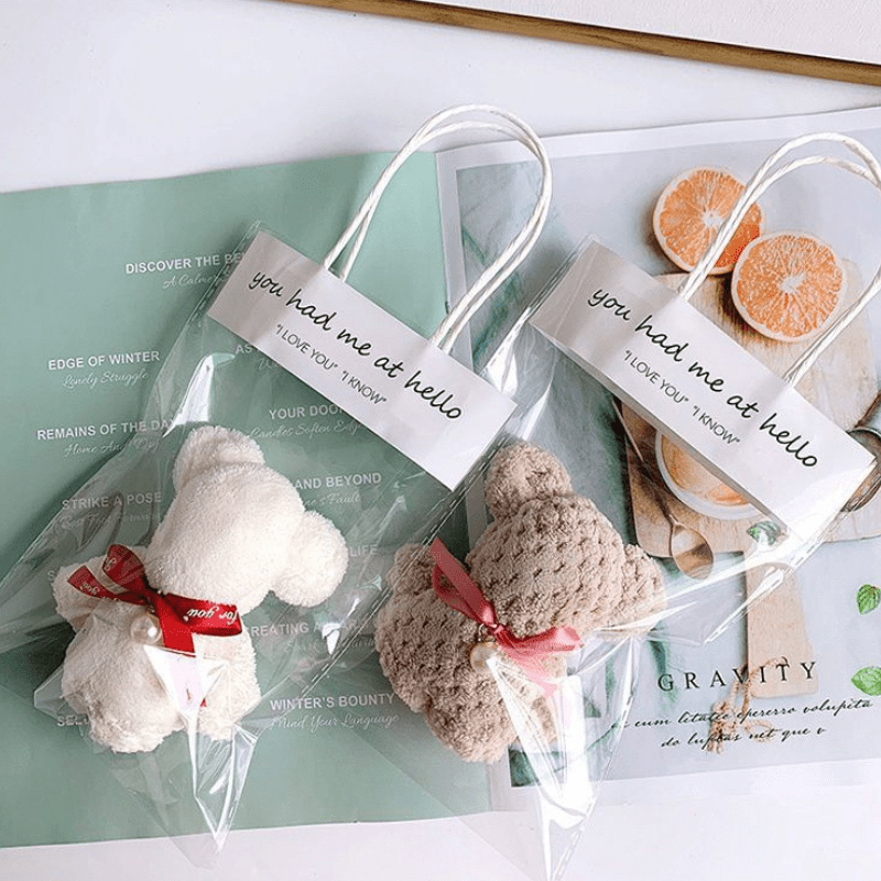 10pcs Bear Soft Towels Baby Bear Handkerchief Baby Face Towel