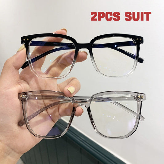 2pcs Light Blocking Glasses Clear Lens Anti Eyestrain Computer Gaming Glasses