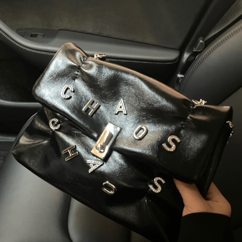 Rhinestone Letter Studded Crossbody Bag
