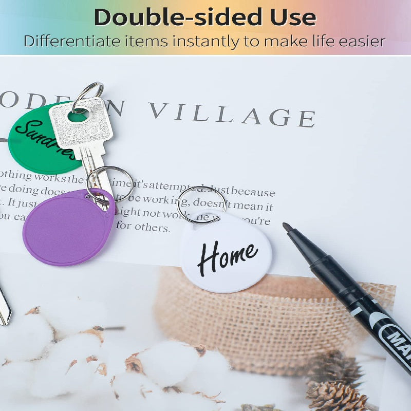 30pcs 1.5 Plastic Key Tags with Blank Labels & Split Rings