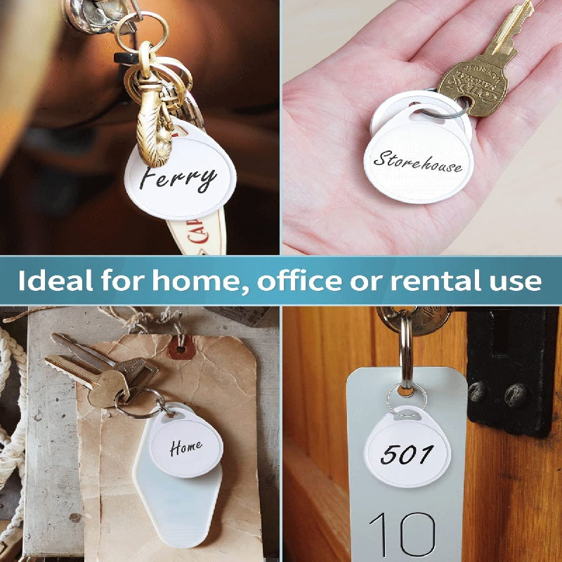 30pcs 1.5 Plastic Key Tags with Blank Labels & Split Rings