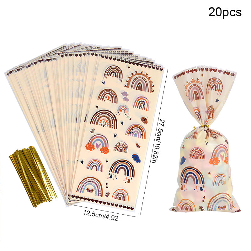 20Pcs Boho Rainbow Plastic Candy Cookie Bag Wedding Party Favor