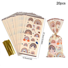 20Pcs Boho Rainbow Plastic Candy Cookie Bag Wedding Party Favor