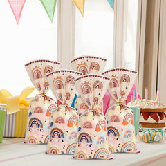 20Pcs Boho Rainbow Plastic Candy Cookie Bag Wedding Party Favor
