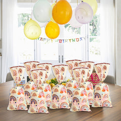 20Pcs Boho Rainbow Plastic Candy Cookie Bag Wedding Party Favor