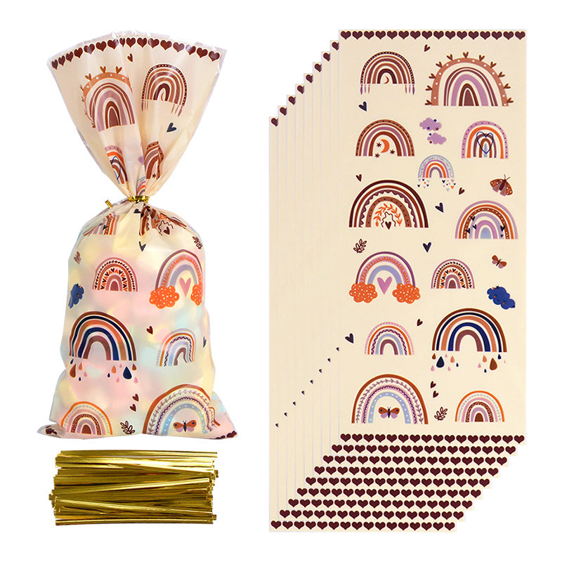 20Pcs Boho Rainbow Plastic Candy Cookie Bag Wedding Party Favor