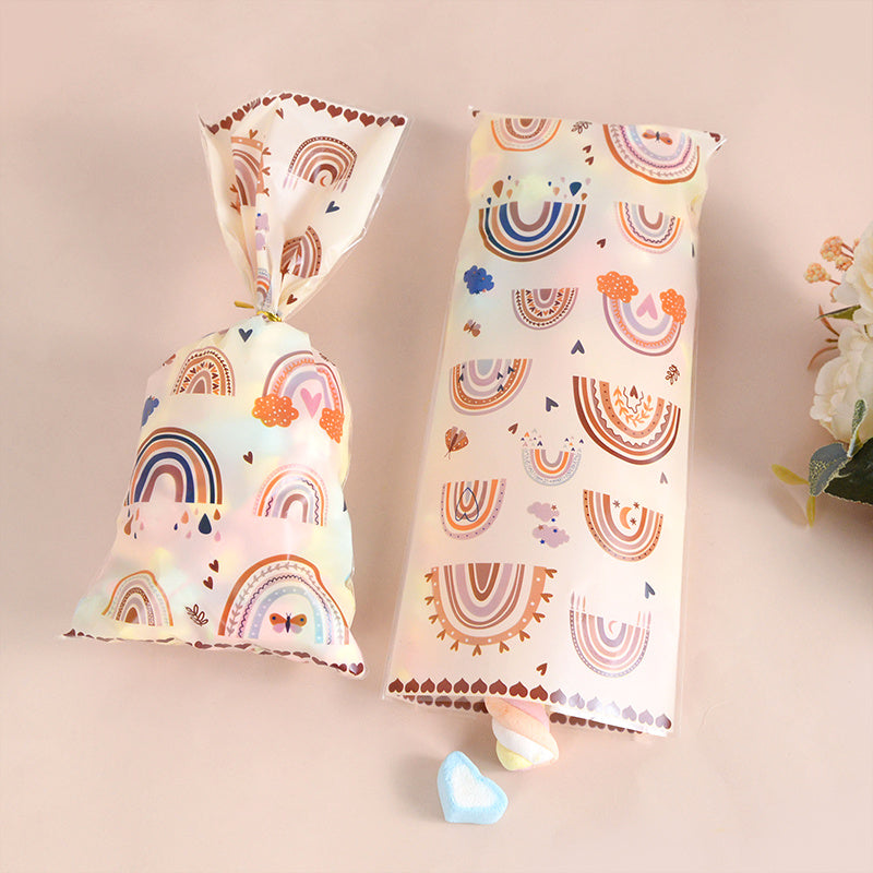 20Pcs Boho Rainbow Plastic Candy Cookie Bag Wedding Party Favor