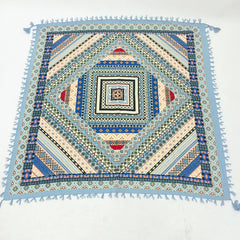 Geometric Print Tassel Shawl Vintage Square Scarf for Women