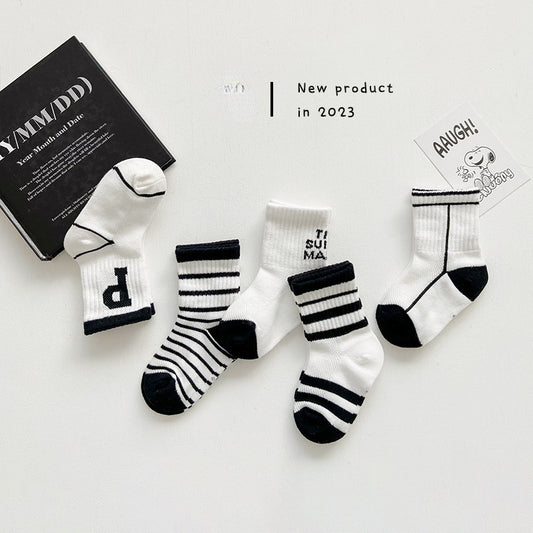 5 Pairs Kids Mesh Breathable Thin Cotton Socks for Summer