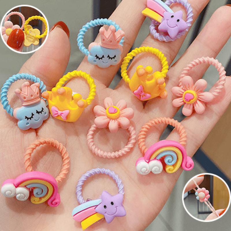 10pcs Baby Girls Cartoon Bow Fruits Hair Ties Hair Bands Hair Accessories