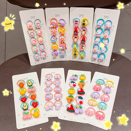 10pcs Baby Girls Cartoon Bow Fruits Hair Ties Hair Bands Hair Accessories