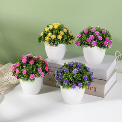 Artificial Plant 31 Small Daisy Round Pot Potted Wedding Home Bedroom Decoration