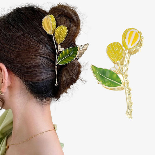 Metal Durian Branch Hair Claw Nonslip Ponytail Holder