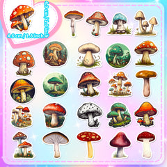 50pcs Mushroom Waterproof Stickers for Car Laptop Phone DIY
