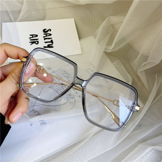 Light Blocking Glasses TR90 Large Square Clear Lens Anti Eyestrain Glasses