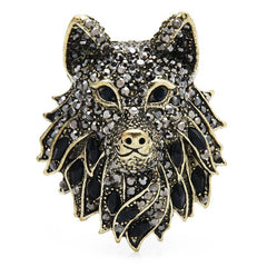 Rhinestone Wolf Brooch Pin Jewelry for Women Men