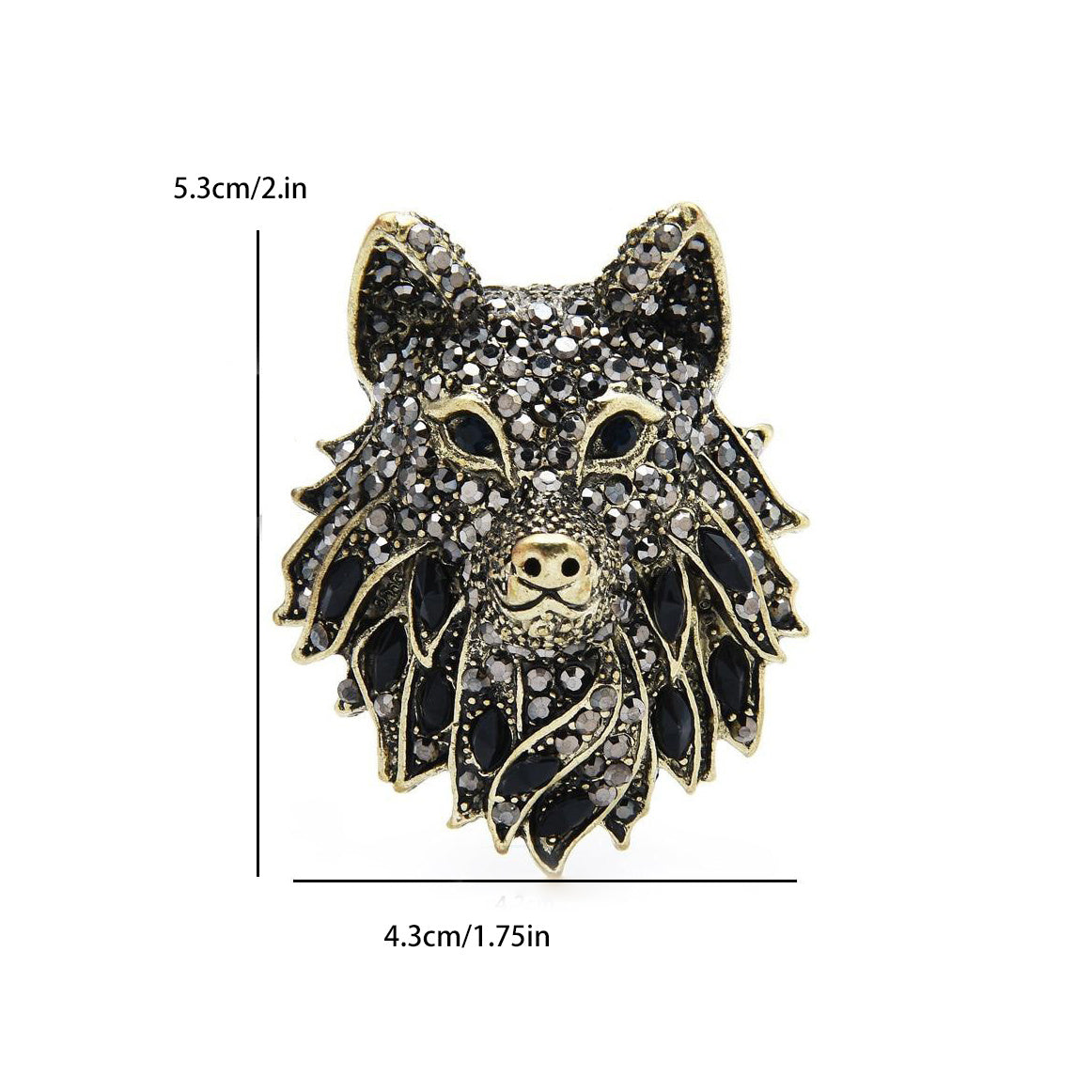 Rhinestone Wolf Brooch Pin Jewelry for Women Men
