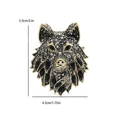 Rhinestone Wolf Brooch Pin Jewelry for Women Men