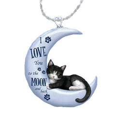 Cartoon Moon Cat Pendant Necklace Gift For Girls