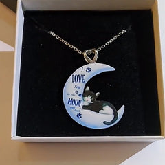 Cartoon Moon Cat Pendant Necklace Gift For Girls