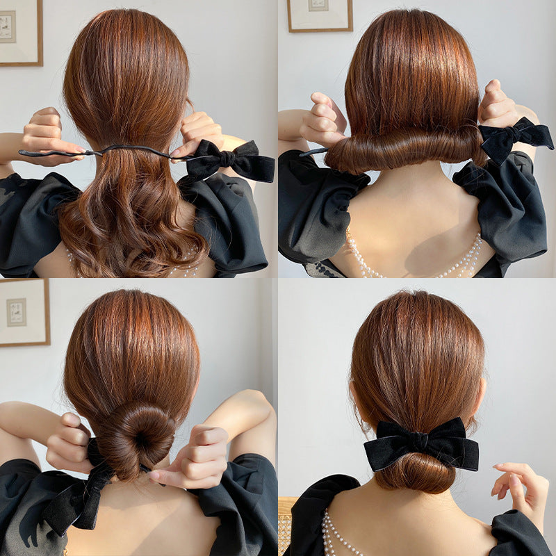 Velvet Bow Hair Tie Hair Styler Bun Maker No Hair Damage Hair Accessories