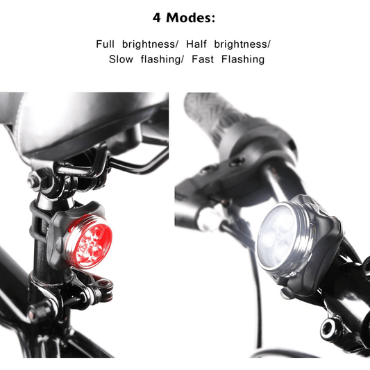 USB Rechargeable Bike Light Set - High Brightness, 4 Light Modes