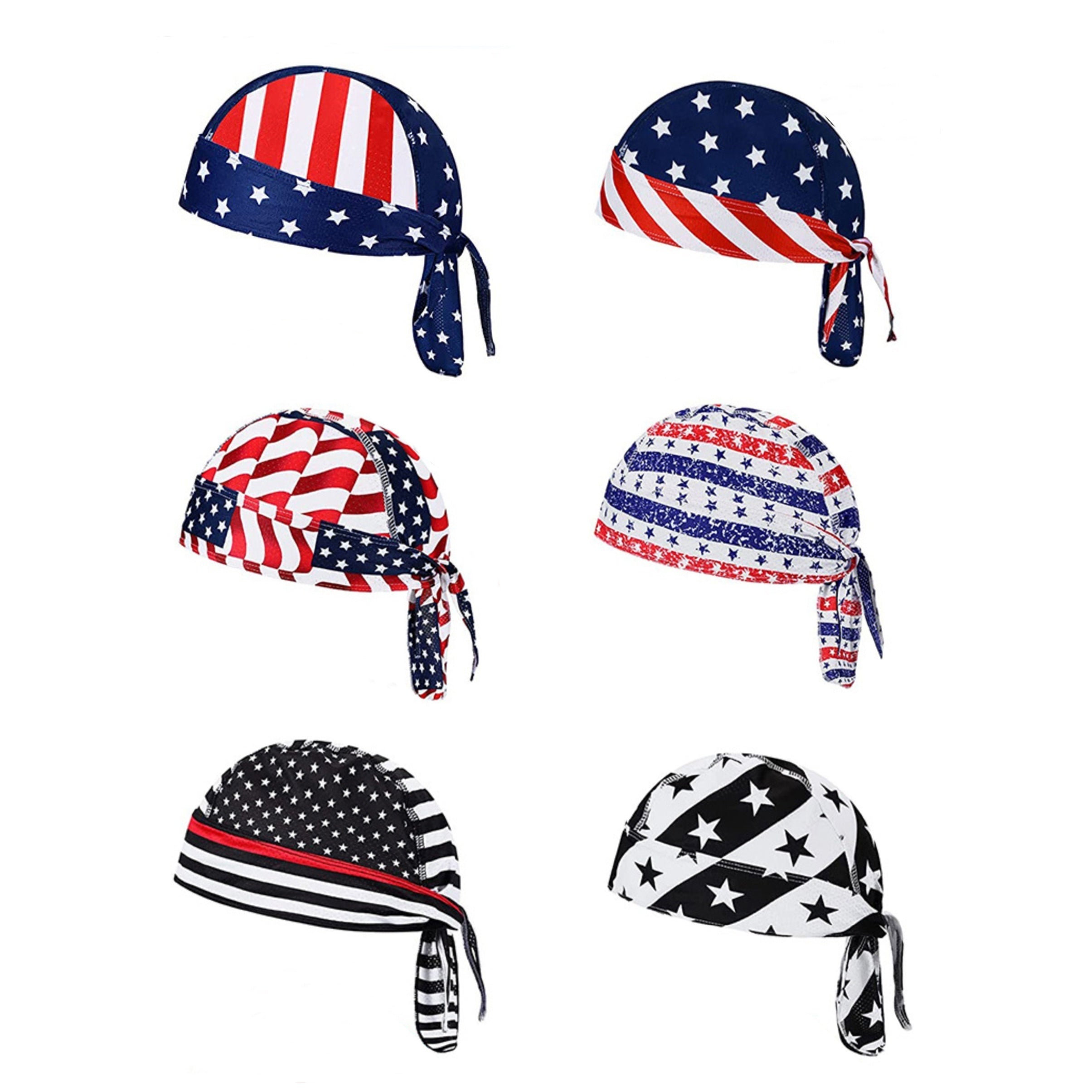 American Flag Pirate Bandana Durag Cap for Men Women