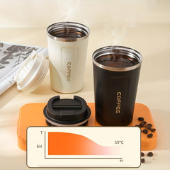 Stainless Steel Travel Coffee Mug with Lid and Spoon