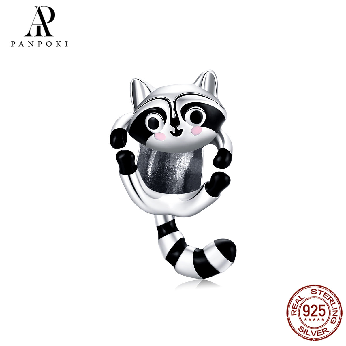 S925 Sterling Silver Animal Giraffe Raccoon Dog Bone Beads