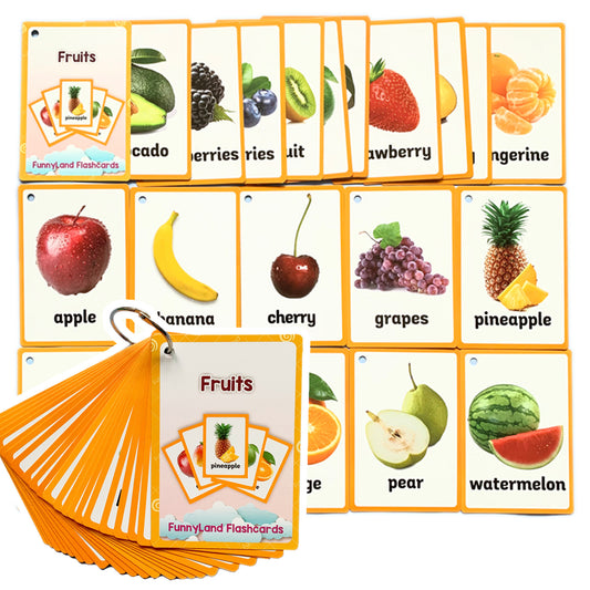 21Pcs Fruit Kids Flash Cards Educational Learning Baby Toys Pre Kindergarten