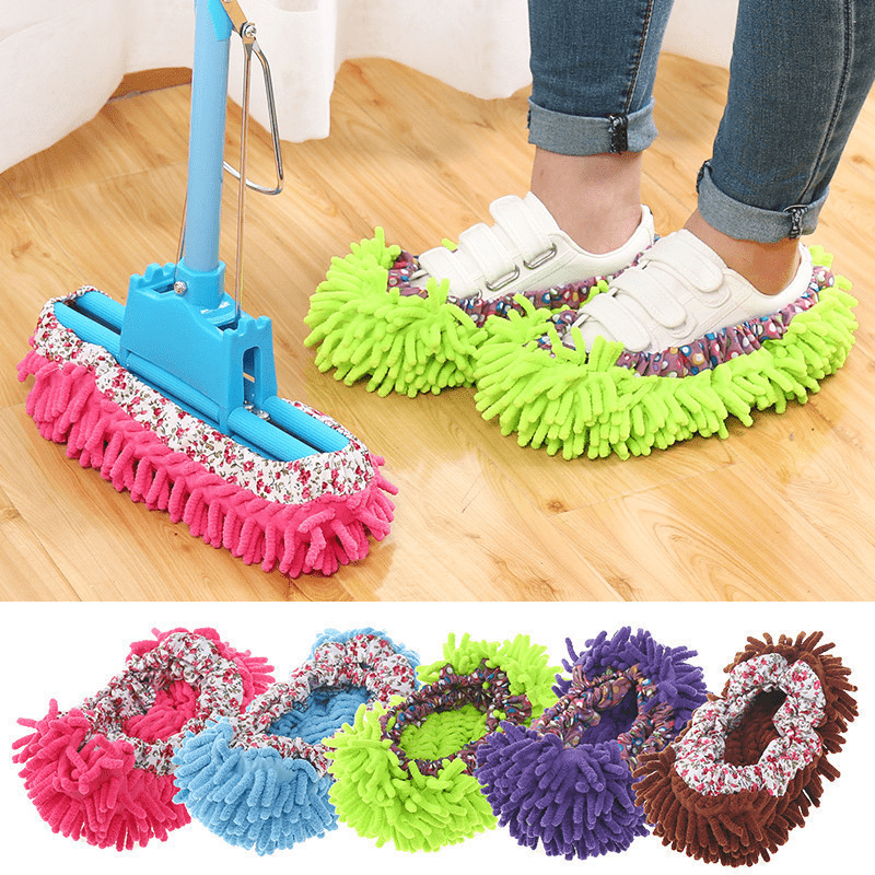 2pcs Microfiber Floor Cleaning Slippers - Easy Mopping & Dusting