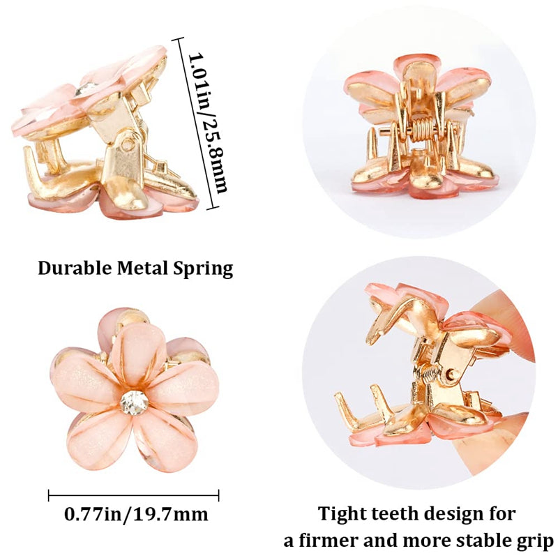 10pcs Small Crystal Flower Hair Claw Metal Hair Claw Sweet Hair Clip