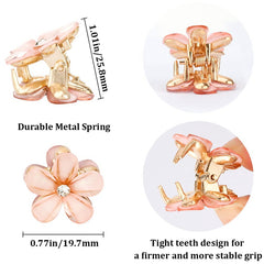 10pcs Small Crystal Flower Hair Claw Metal Hair Claw Sweet Hair Clip
