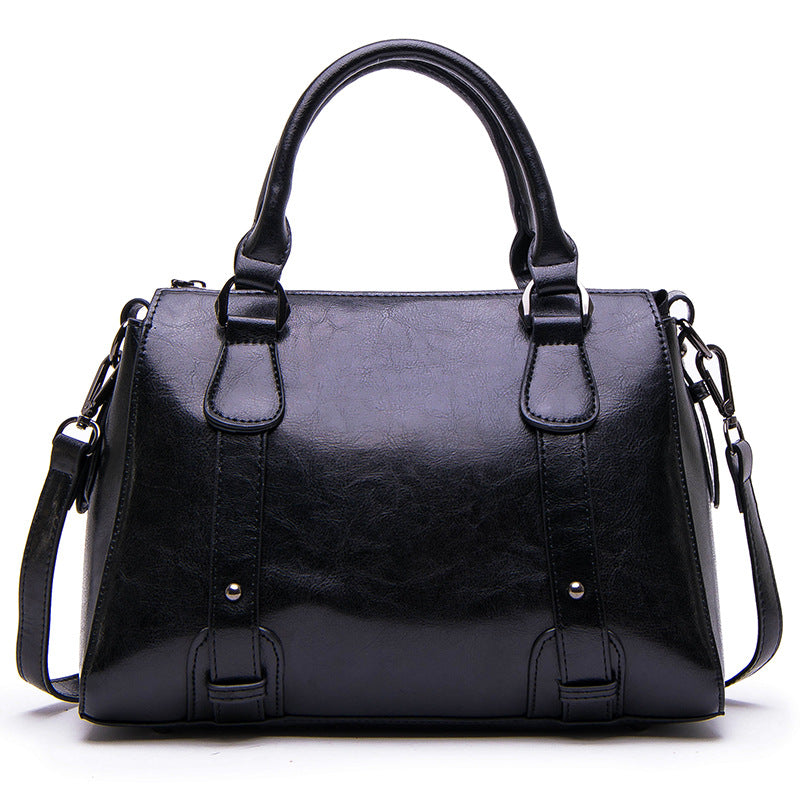 Retro Style Vegan Leather Tote Bag Crossbody Satchel Purse