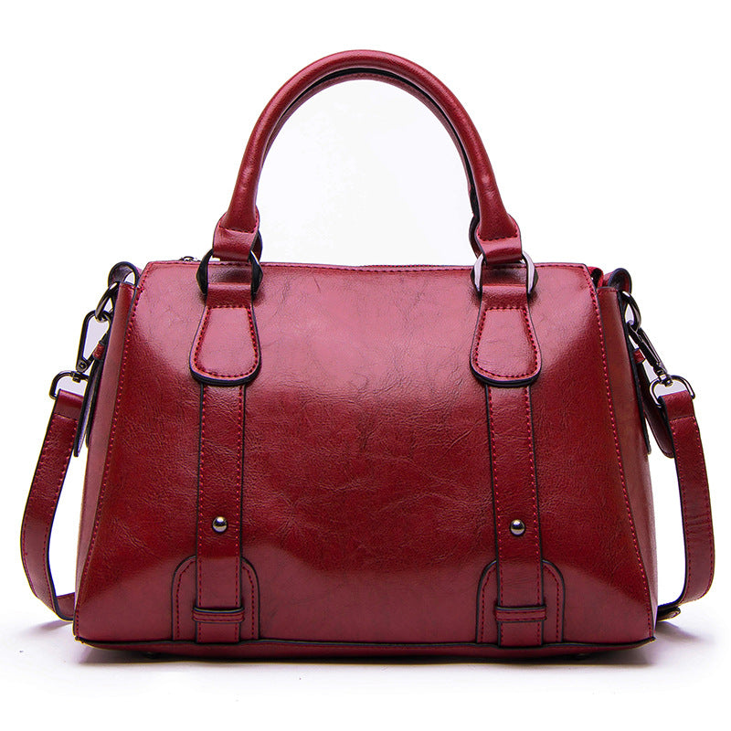 Retro Style Vegan Leather Tote Bag Crossbody Satchel Purse