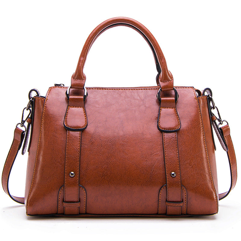 Retro Style Vegan Leather Tote Bag Crossbody Satchel Purse
