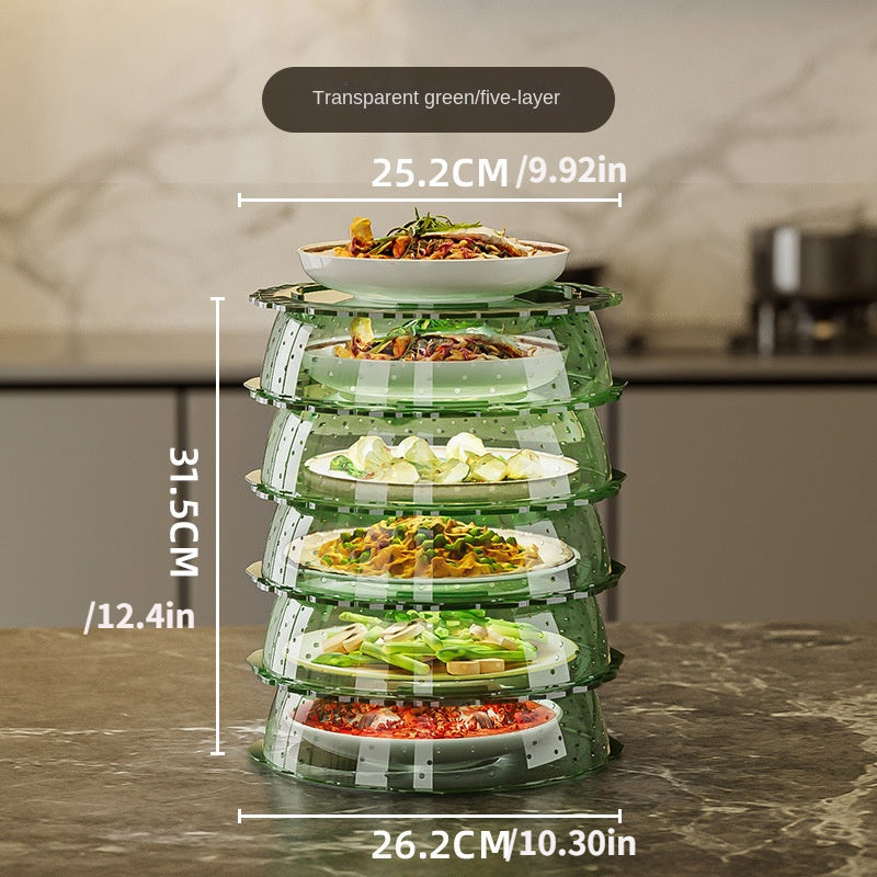 5-Layer Transparent Dust Cover Kitchen Lunch Food Storage Rack