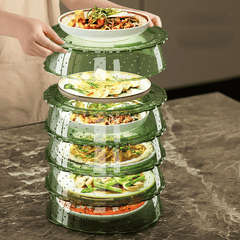 5-Layer Transparent Dust Cover Kitchen Lunch Food Storage Rack
