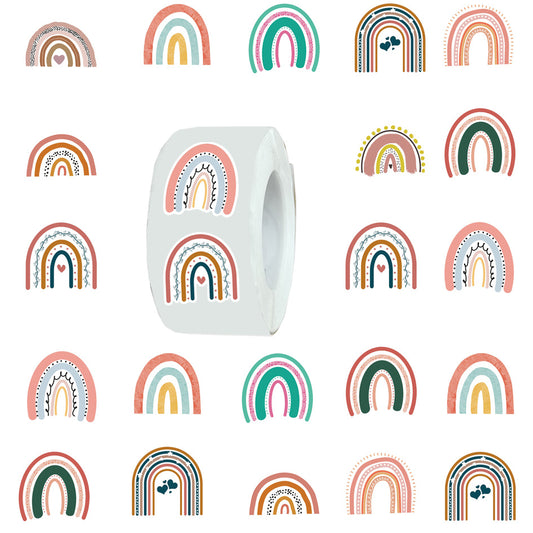 500pcs Bohemian Series Rainbow Stickers 2.54cm Labels Mobile Phone Tape Set