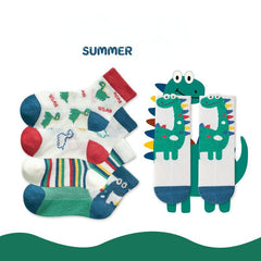 5 Pairs Boys Kids Dinosaur Pattern Mesh Socks