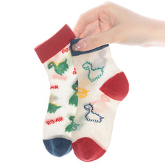 5 Pairs Boys Kids Dinosaur Pattern Mesh Socks