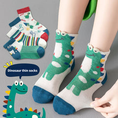 5 Pairs Boys Kids Dinosaur Pattern Mesh Socks