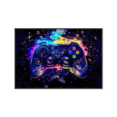 Neon Light Game Controller Canvas Wall Art