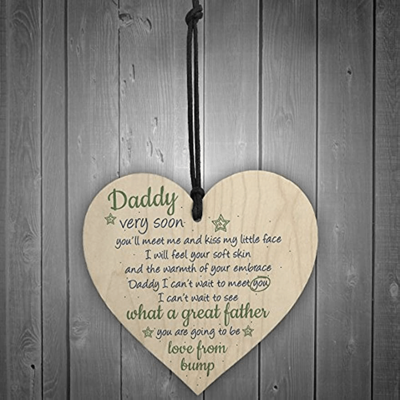 Wooden Heart Father Son Daughter Card Daddy To Be Keepsake