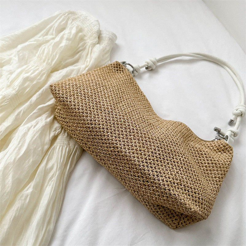 Boho Style Shoulder Bag Hand Woven Straw Beach Bag