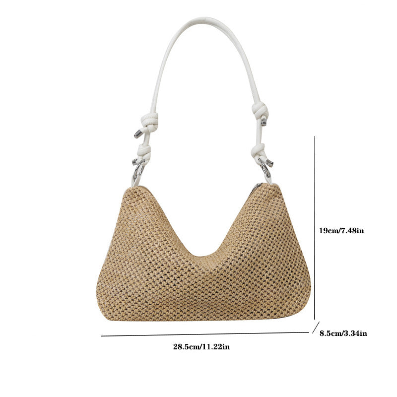 Boho Style Shoulder Bag Hand Woven Straw Beach Bag